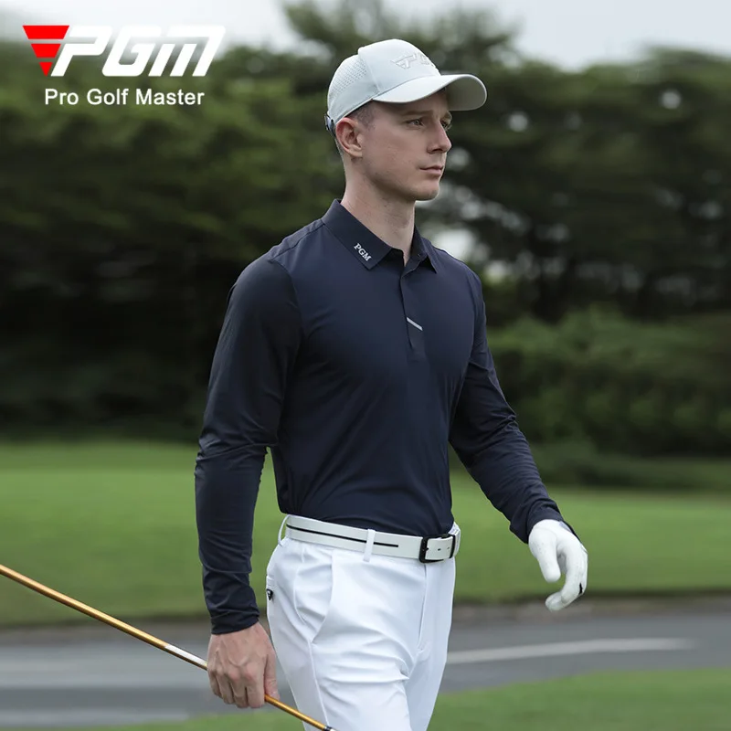 PGM Men\'s Winter Long-sleeved T-shirt Golf Wear Men Comfortable Soft Warm Elastic Lapel 2024 Autumn Golf Clothing YF634