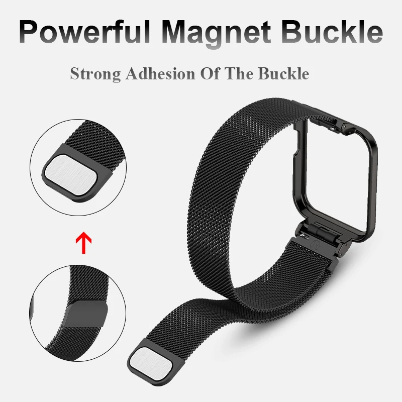 Strap For Xiaomi Redmi Watch 3 2 Lite Band Mi Watch Lite With Metal Protector Case Bumper Magnetic Loop Bracelet For Redmi Watch