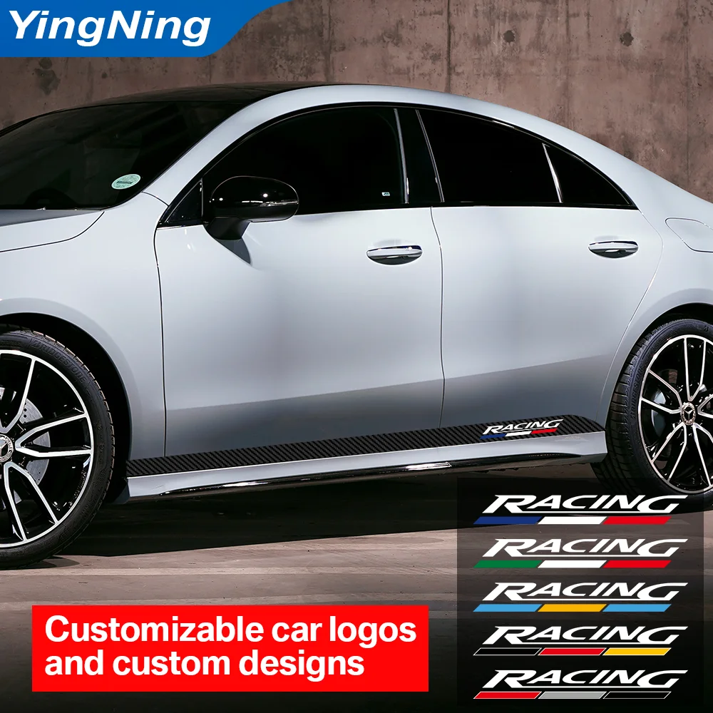 

Carbon Fiber Car Side Door Skirt Stickers Racing Stripes Vinyl Decals for BMW Audi Mercedes Ford Toyota Honda Auto Accessories