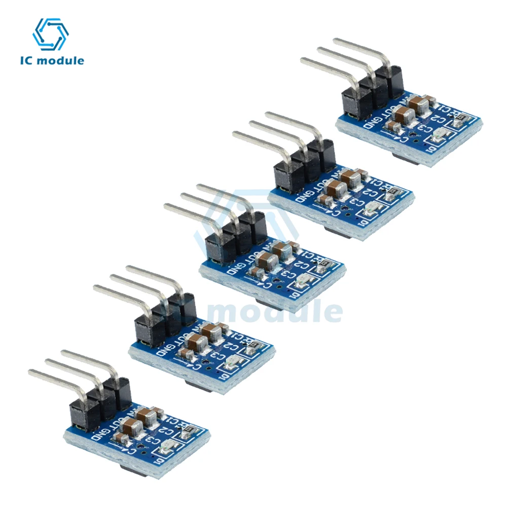 5Pcs 3 Pins AMS1117 DC4.5V-7V to 3.3V DC6V-12V to 5V Voltage Regulator Down DC-DC Step Down Power Supply Buck Module 800mA