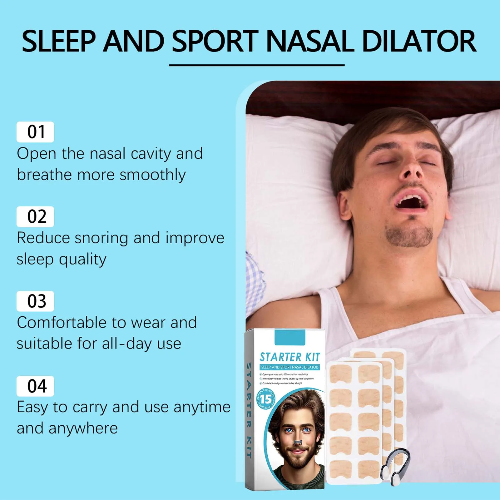 

15 шт., пластыри для снятия загруженности носа