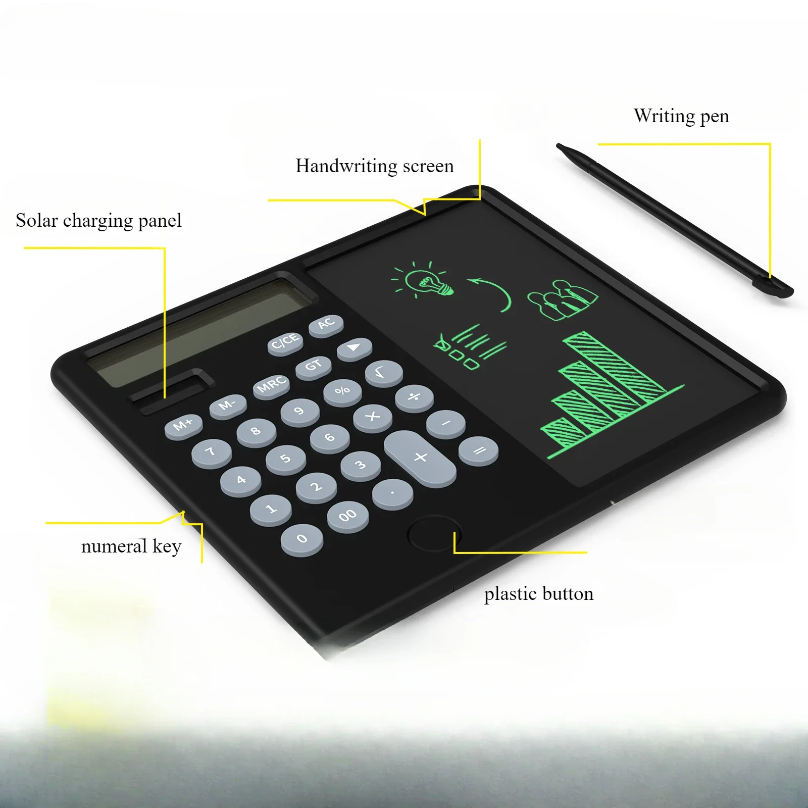 6.5 Inches Electronic Memo Pad Calculator with Calculator 12 Digits Simple Calculator Multi-functional Digital Memo Learning