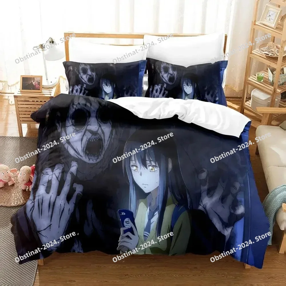 

Anime Mieruko-chan The Girl Who Can See Them Bedding Set Boys Girls Twin Queen Size Duvet Cover Pillowcase Bed Kids Adult