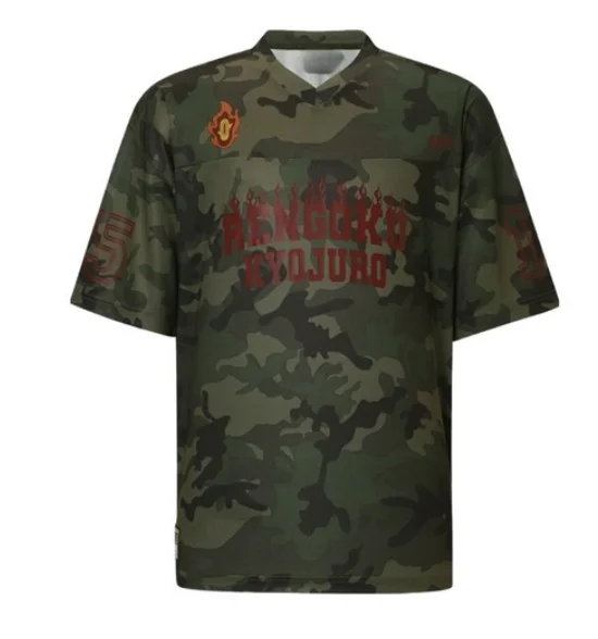 

Новая футболка Bandai Demon Slayer Rengoku Kyojuro Camo Jersey 2026 года для детей и взрослых, подходит для повседневной носки и тренировок, Y2K