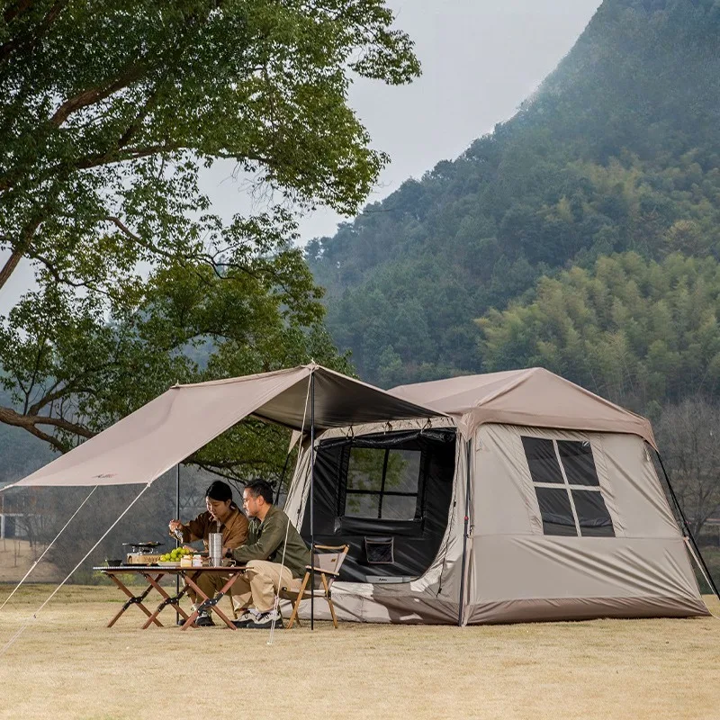 

Семейная туристическая портативная палатка для кемпинга, складная непромокаемая палатка с большим пространством, автоматическая кабина, снаряжение для кемпинга на открытом воздухе