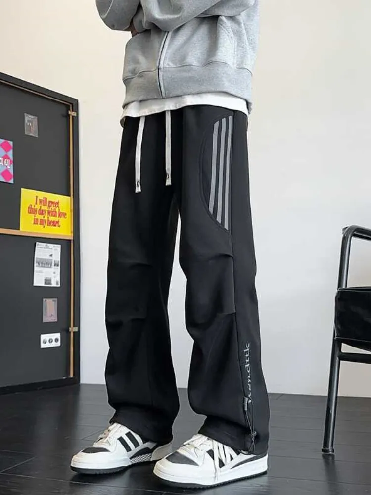 

Мужские повседневные рабочие брюки American Sle: весенне-осенние, со складками, в стиле парашютиста, свободные, прямого кроя, трендовые, Haome