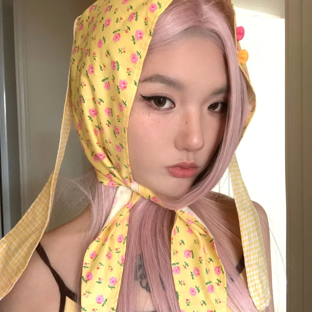 

Turban Y2K Korean Lop Ear Rabbit Hat Bowknot Sweet Floral Hair Scarf Cherry Polka Dot Pullover Cap Spring/Summer