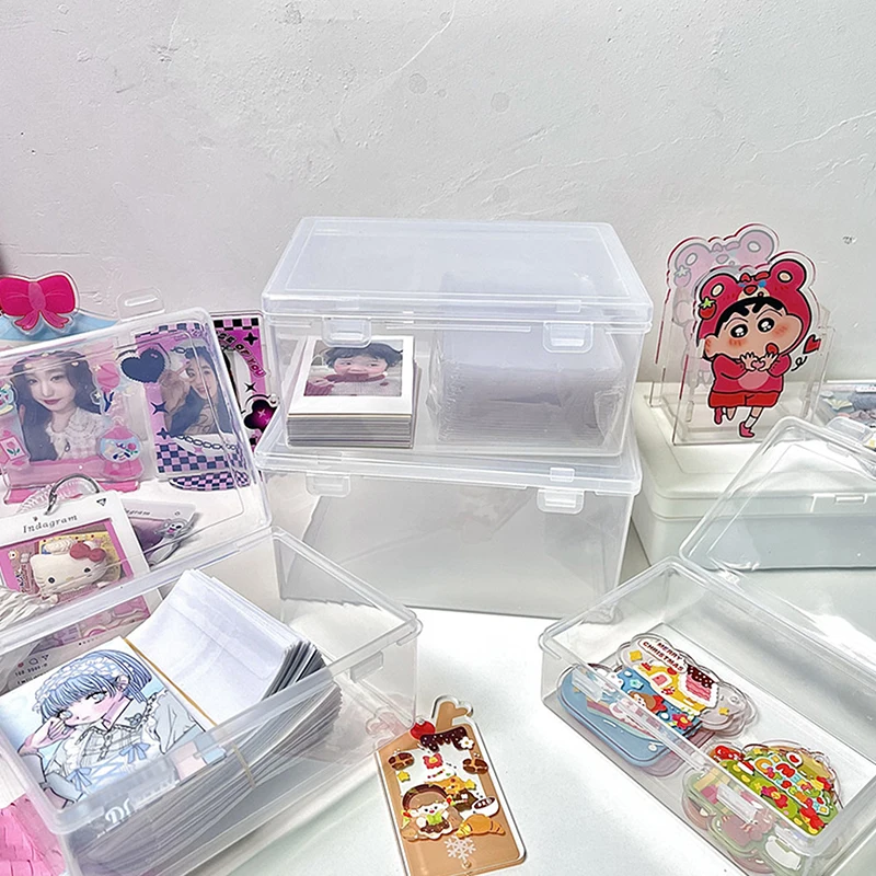 Transparent Plastic Storage Box Photocards Holder Desk Storage Organizer for Small Parts,Coins,Jewelry and Watch Accessories