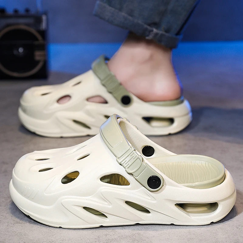 Summer Men Sandals Light EVA Men's Casual Shoes Hole Shoes Clogs Lovers Home Garden Outdoor Male Beach Flat Slippers Big Size 45