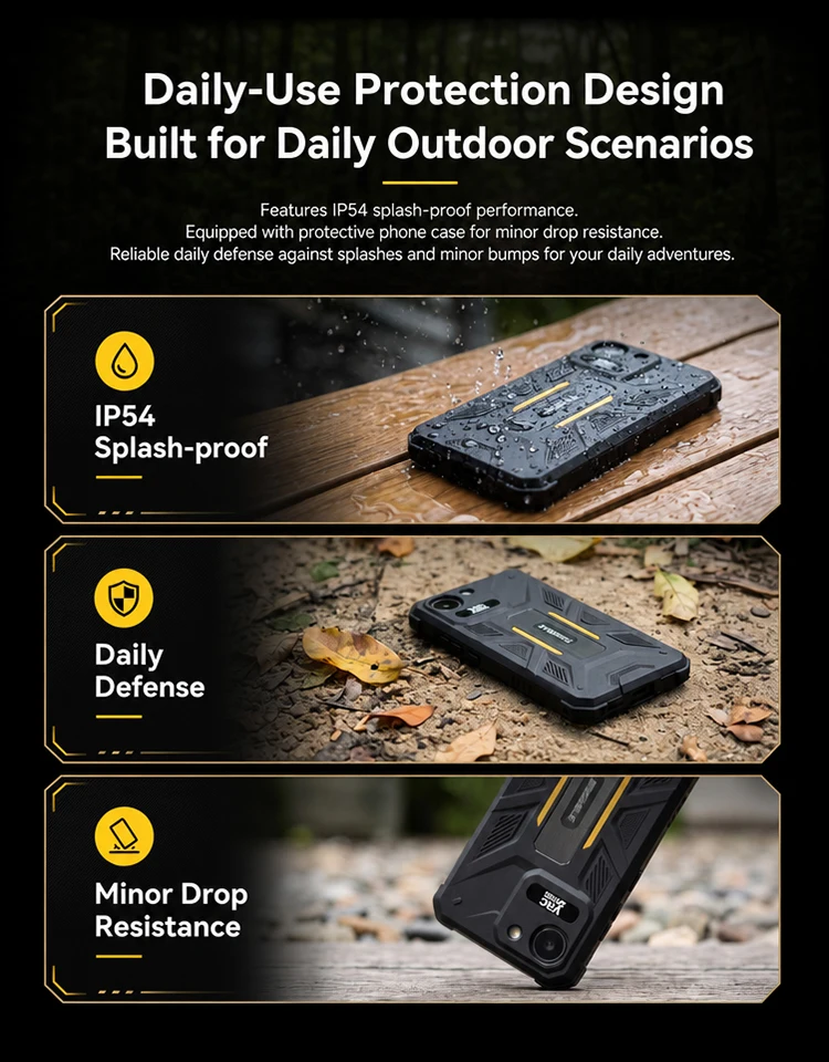 YACDELO ROCK V1 Mini Rugged Phone Compact Size 4.96" Display 3GB 32GB Removable 3000mAh Battery Android 16 GO Light Weight Phone