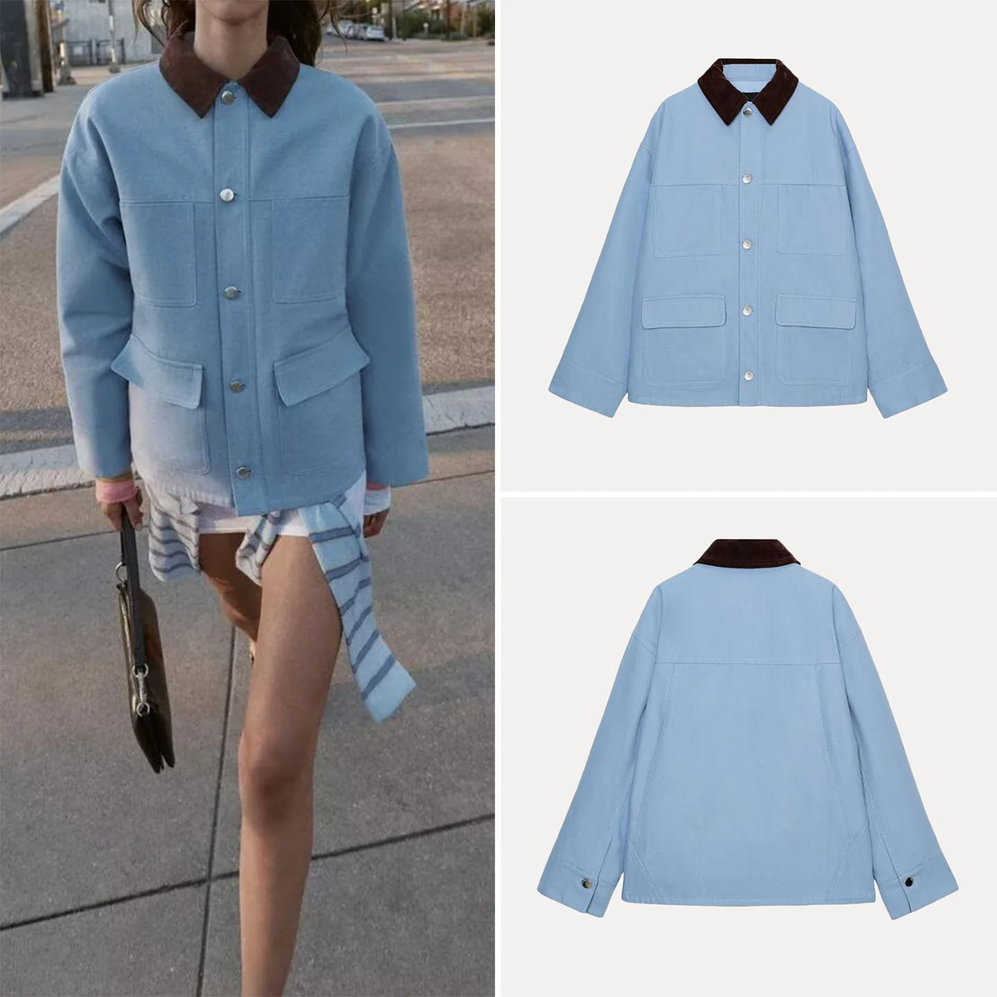 

Модная свободная куртка с лоскутным дизайном и воротником, женская, весна 2026, новинка, стильная верхняя одежда в тренде, бренд Zadata