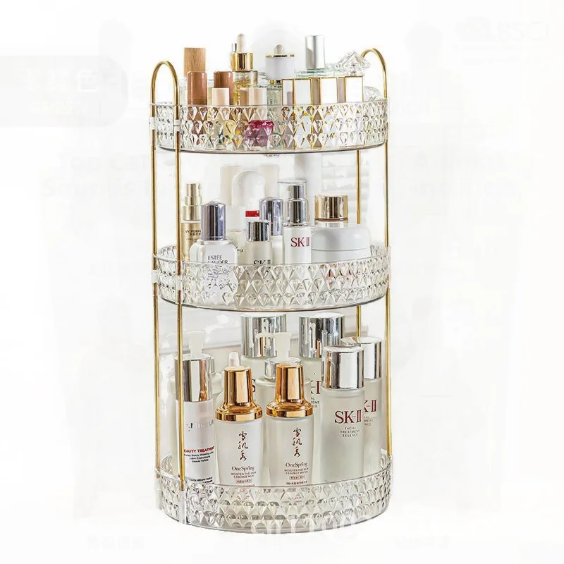 

Rotating Desktop Makeup Storage Box Multi-Layer Shelf Lipstick Skin Care Products Organizer Plastic Dresser for Bathroom Kitchen