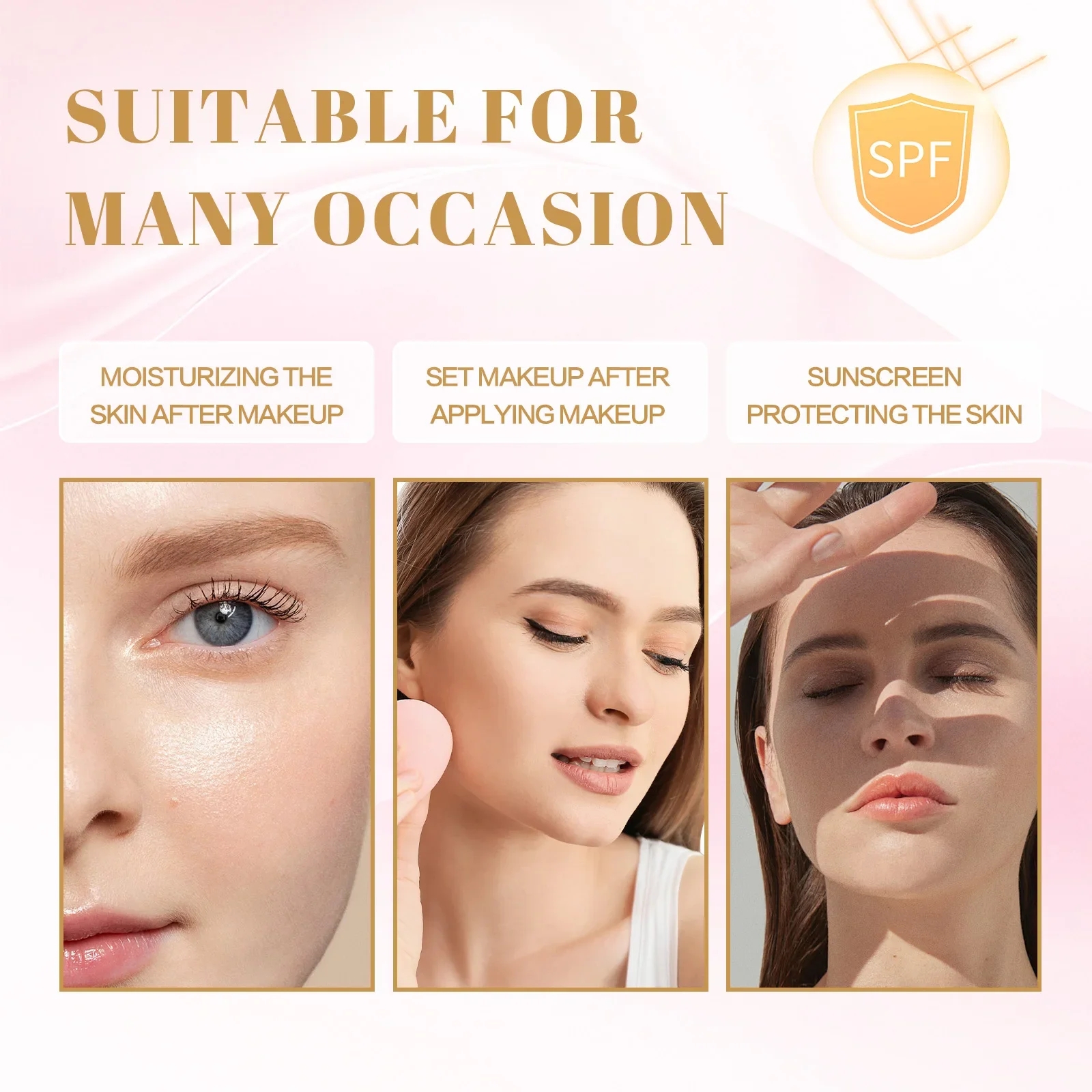Spray de réglage de maquillage SPF50 +, contrôle de l'huile, longue durée, mat, naturel, Non gras, imperméable, fixateur de Formation de Film rapide, Spray de maquillage