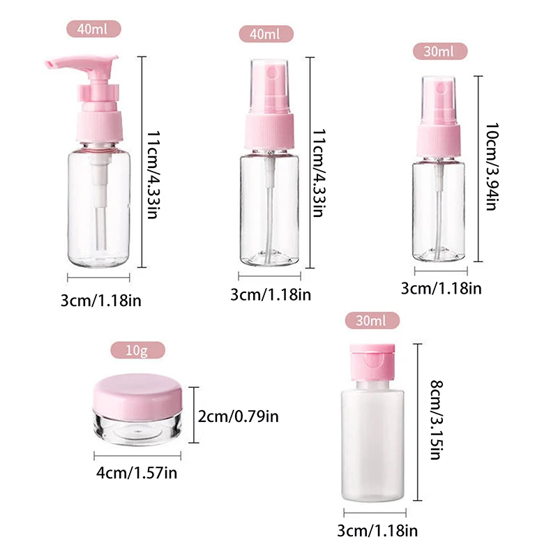 Conjunto de garrafas recarregáveis para viagem, 11 peças, loção cosmética, spray de toner, shampoo, creme essencial, recipiente vazio para produtos de higiene pessoal