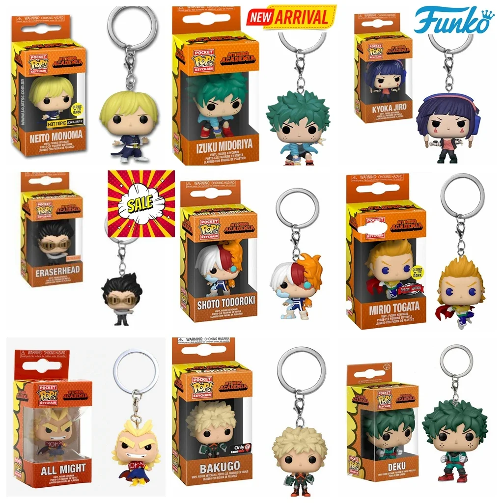 Funko Pop Keychain Toy My Hero Academia Deku Kyoka Jiro Neito Monoma Izuku Midoriya Shoto Todoroki All Might Bakugo PVC Toys