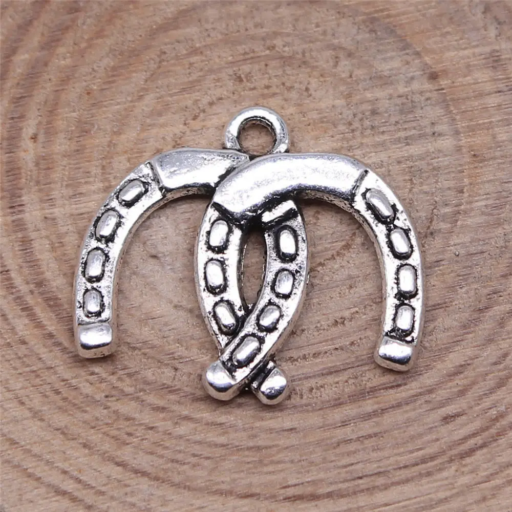 Diy Accessories Double Horseshoe Charms Jewelry Materials 20x17mm 10pcs