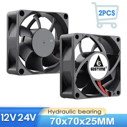 Gdstime 2PCS DC 12V 24V 7025 Belüftung Kühler 7cm Bürstenlosen Lüfter 70x70x25mm Axial Fan für PC Laptop Computer Kühler
