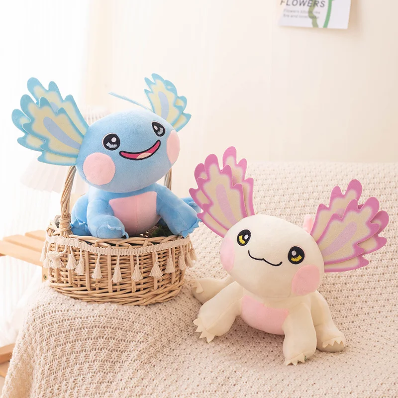 30cm Kawaii Axolotl Pluszowe zabawki Kreskówka Axolotl Wypchane zwierzę Pluszowa lalka Śliczne beżowe salamandra Zabawki na prezenty urodzinowe dla dzieci