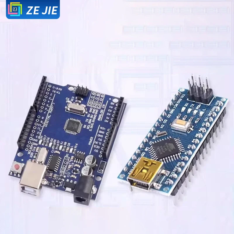 UNO R3 Development Board Kit, Improved Version ATmega328P MCU Module, Compatible with Arduino Nano