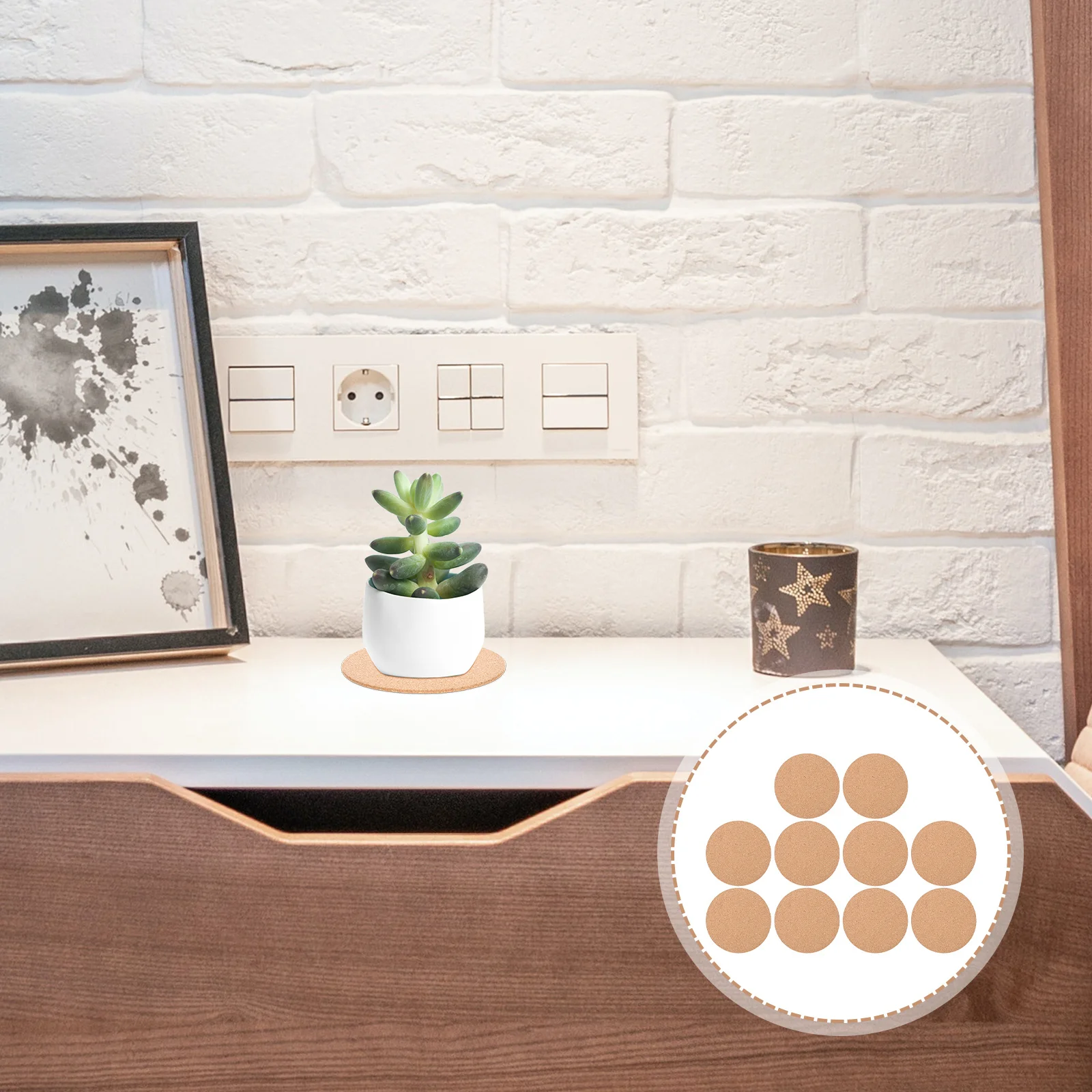 

10Pcs Professional Cork Plant Mats Thickened Non-Fade Multi-Purpose Gardening Coasters for Home Kitchen Hotels