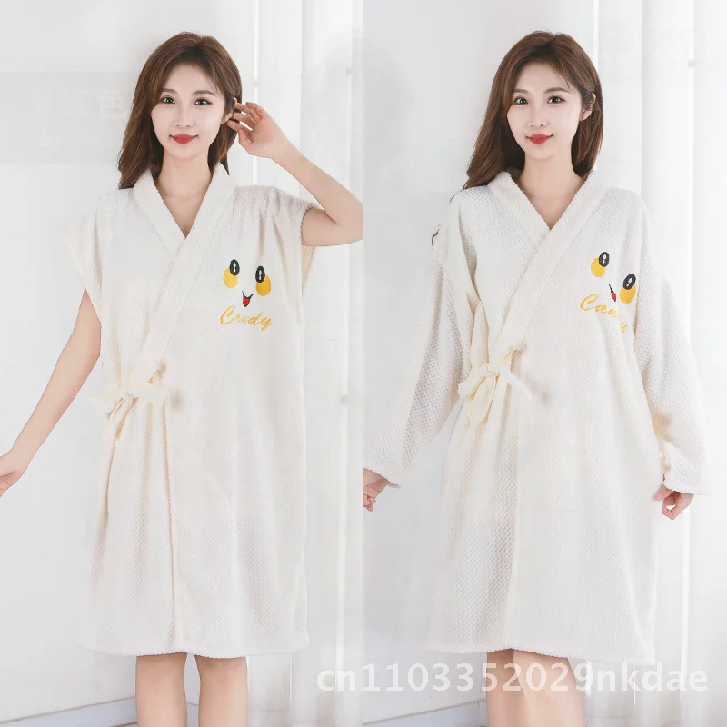 منشفة استحمام من القطن الخالص 2023 المرأة الخريف الشتاء التجفيف السريع الكبار البشكير المرجان الصوف ثوب النوم ألياف البوليستر السيدات #6