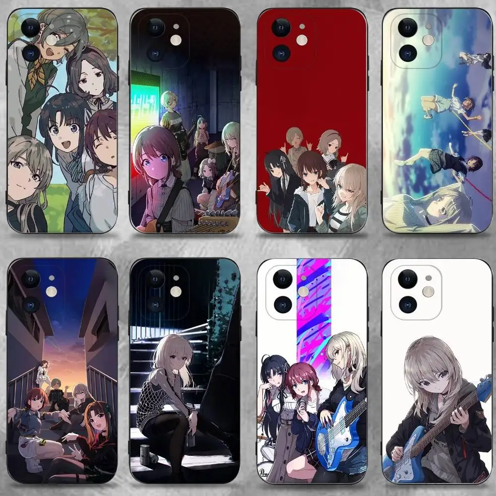 

Japan Anime G-Girls Band Cry Phone Case For iPhone 16,15,14,13,12,11 Plus,Pro Max,XS,X,XR,SE,Mini,8,7,Soft Silicone Black Cover