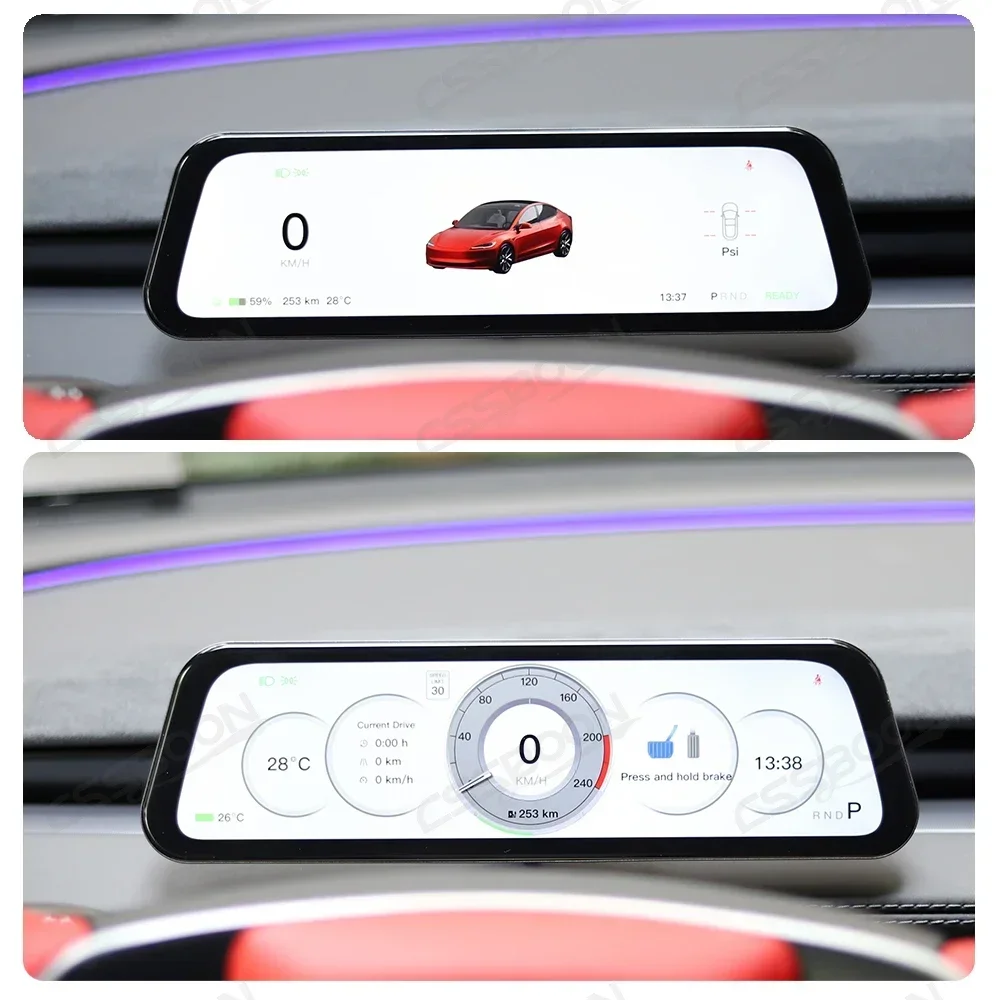CSSBOON per Tesla Model 3/Y Display HUD da 9.6" per Cruscotto, Supporta Carplay e Android Auto, Schermo Digitale per Navigazione Auto