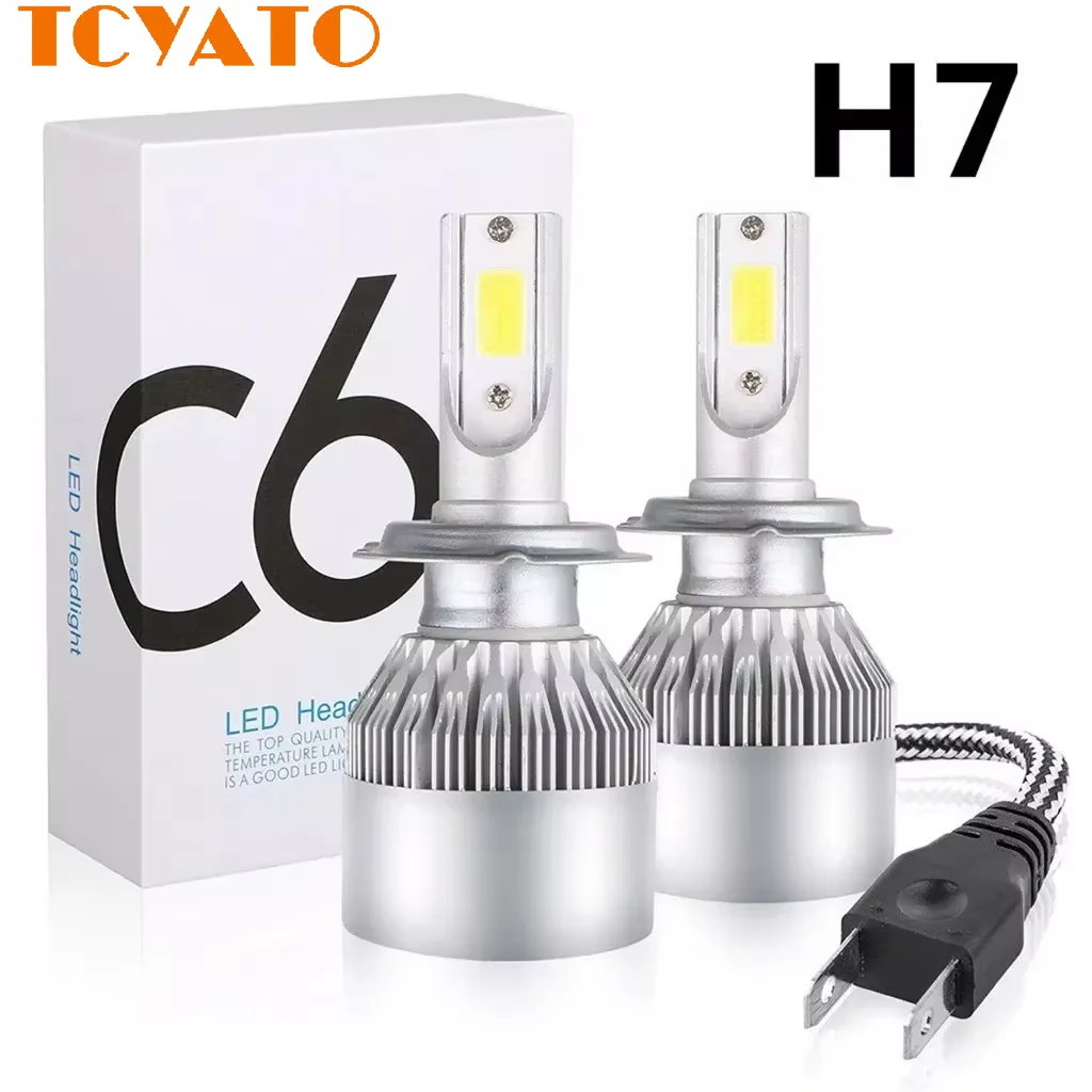 2Pcs LED Car Headlight Bulbs C6 H4 H7 H11 9005 9006 7600LM 36W LED Car Headlight Hi / Lo Beam Light Bulbs Colour 6000K