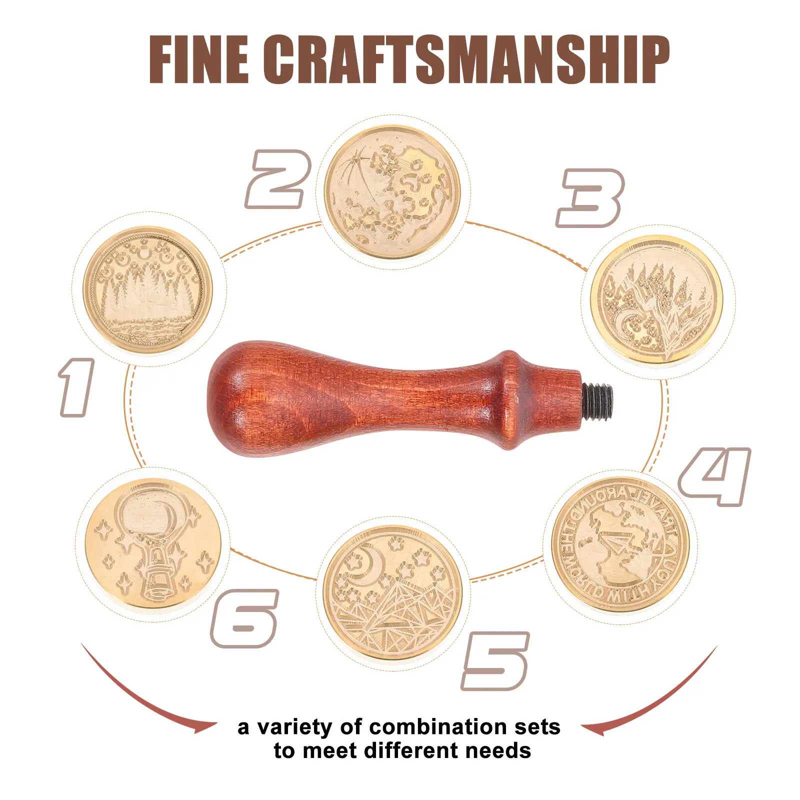 

1Set Wax Seal Stamp Set Traditional Style Reliable Design DIY Envelope Sealing Wax Stamp for Wedding Invitations Scrapbook