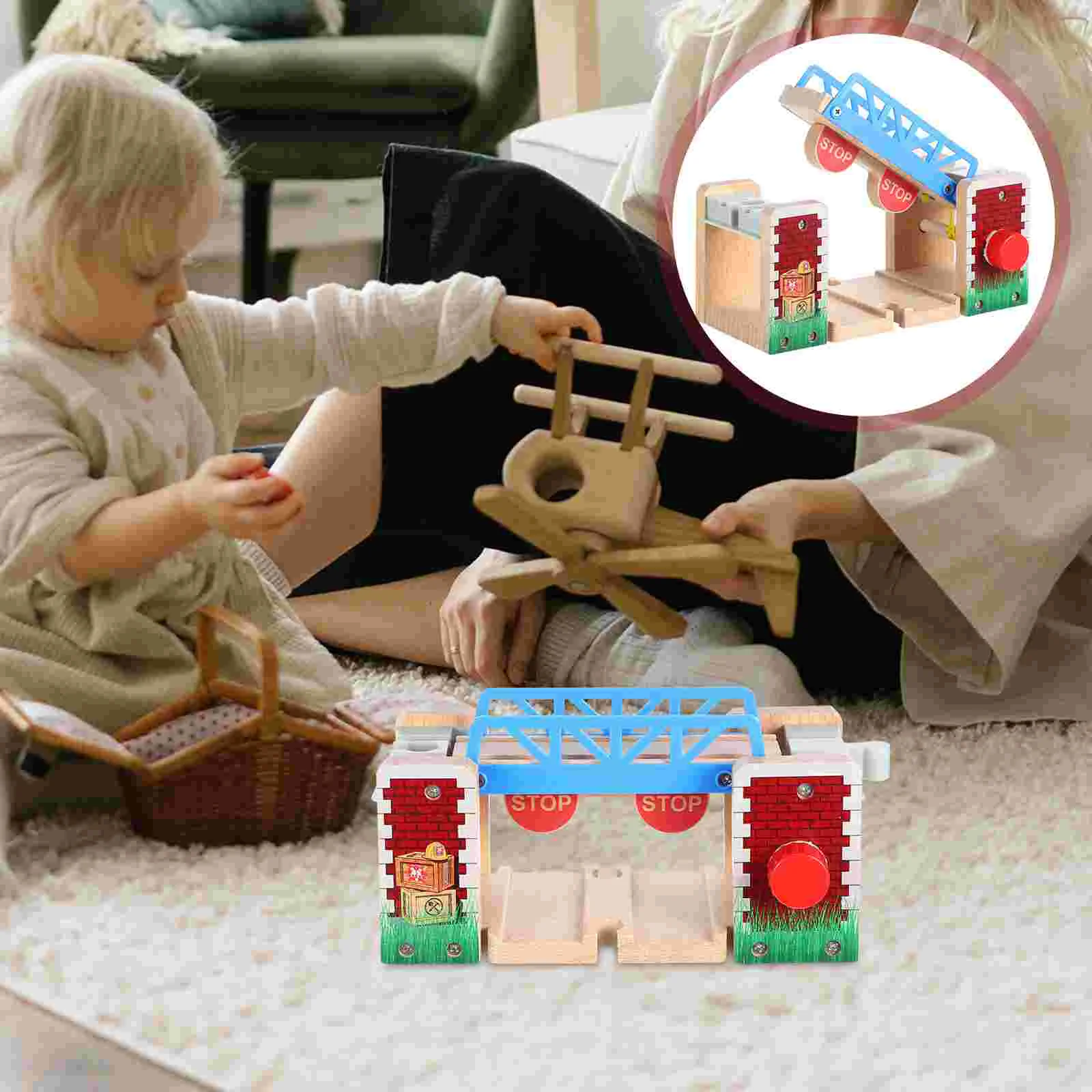 

Train Track Accessories Railway Scene Prop Car Wooden Plastic Kids Educational Toy