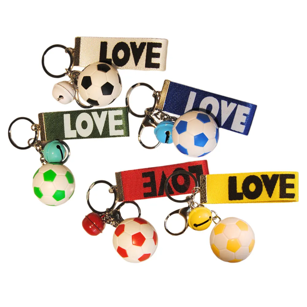 5Pcs Sports Fans Football Keychains Creative Soccer Key Rings for Car Bag Charm Gifts Men Women Black Red Blue Yellow Green