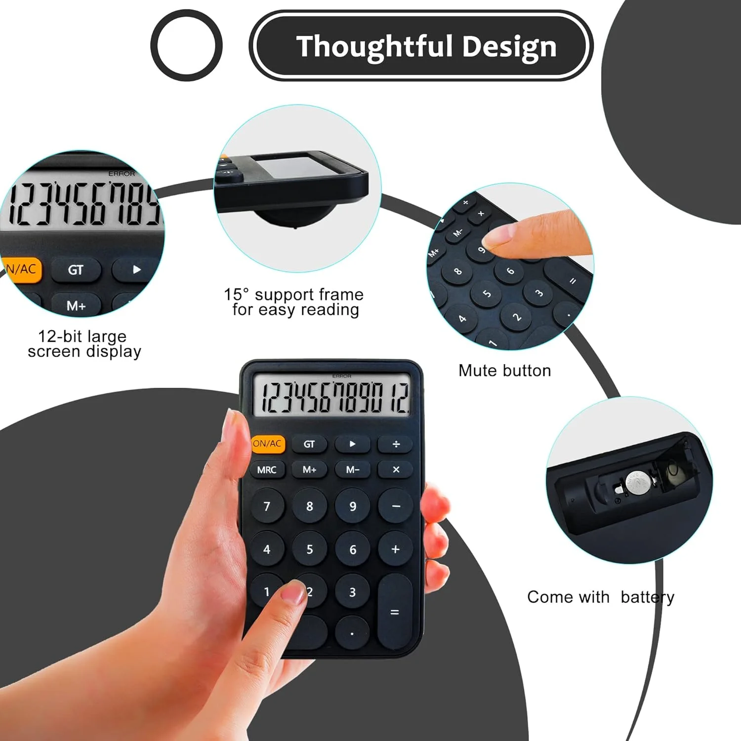 Standard Calculator 12 Digit,Desktop Large Display and Buttons,Calculator with Large LCD Display for Office,School,  & Business