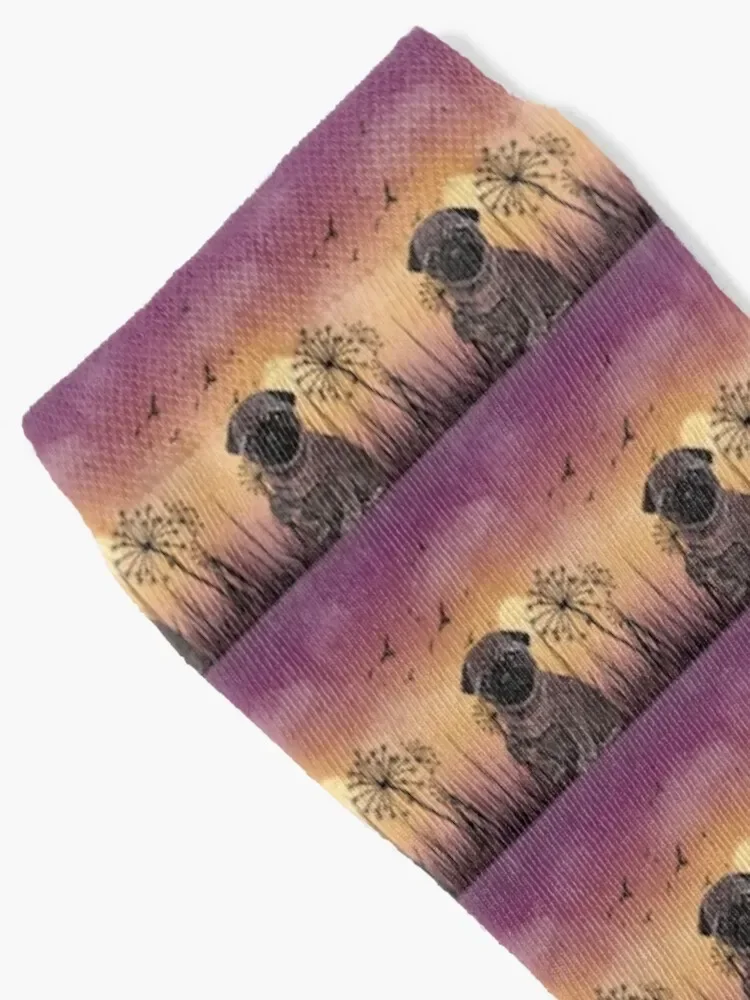 Sunset Background with Pug Socks heated Stockings man Soccer funny gifts Ladies Socks Men's