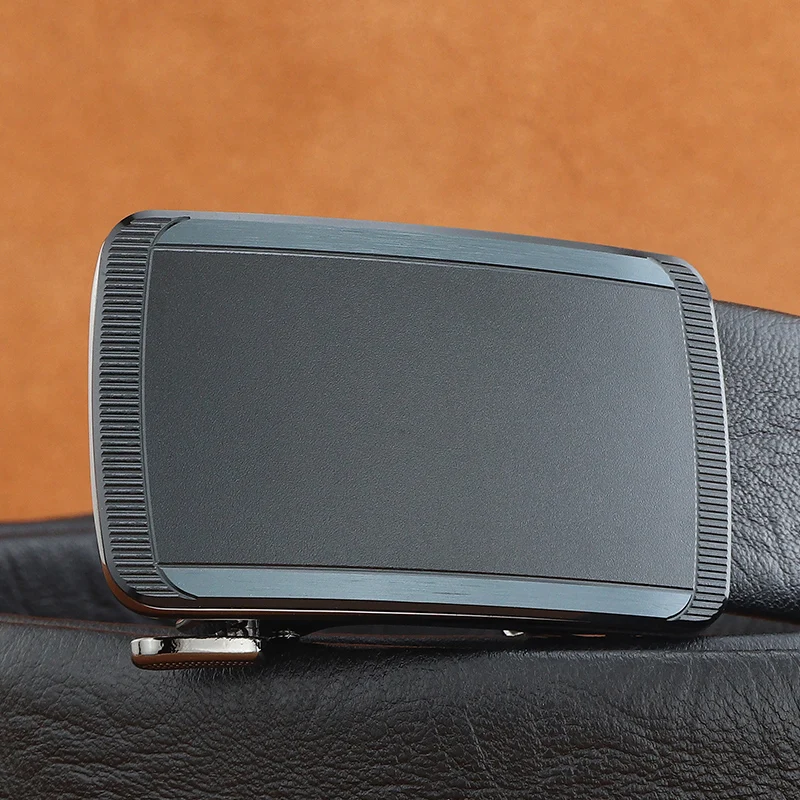 

High quality Black Automatic Buckle men designer belts business genuine leather brand luxury young male ceinture homme
