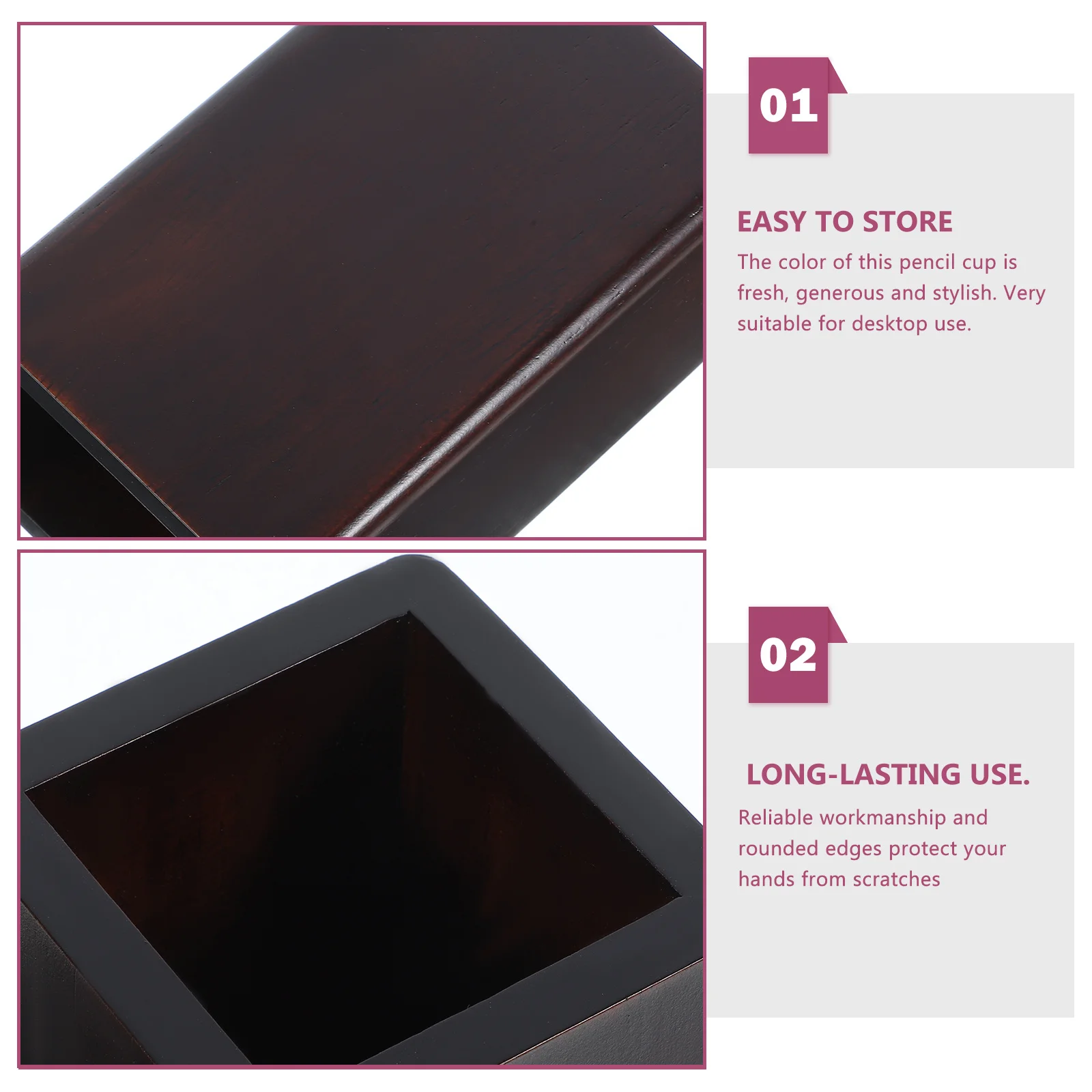 

Solid Wood Pen Holder Desk Desktop Pencil Convenient Display Office for Storage Box