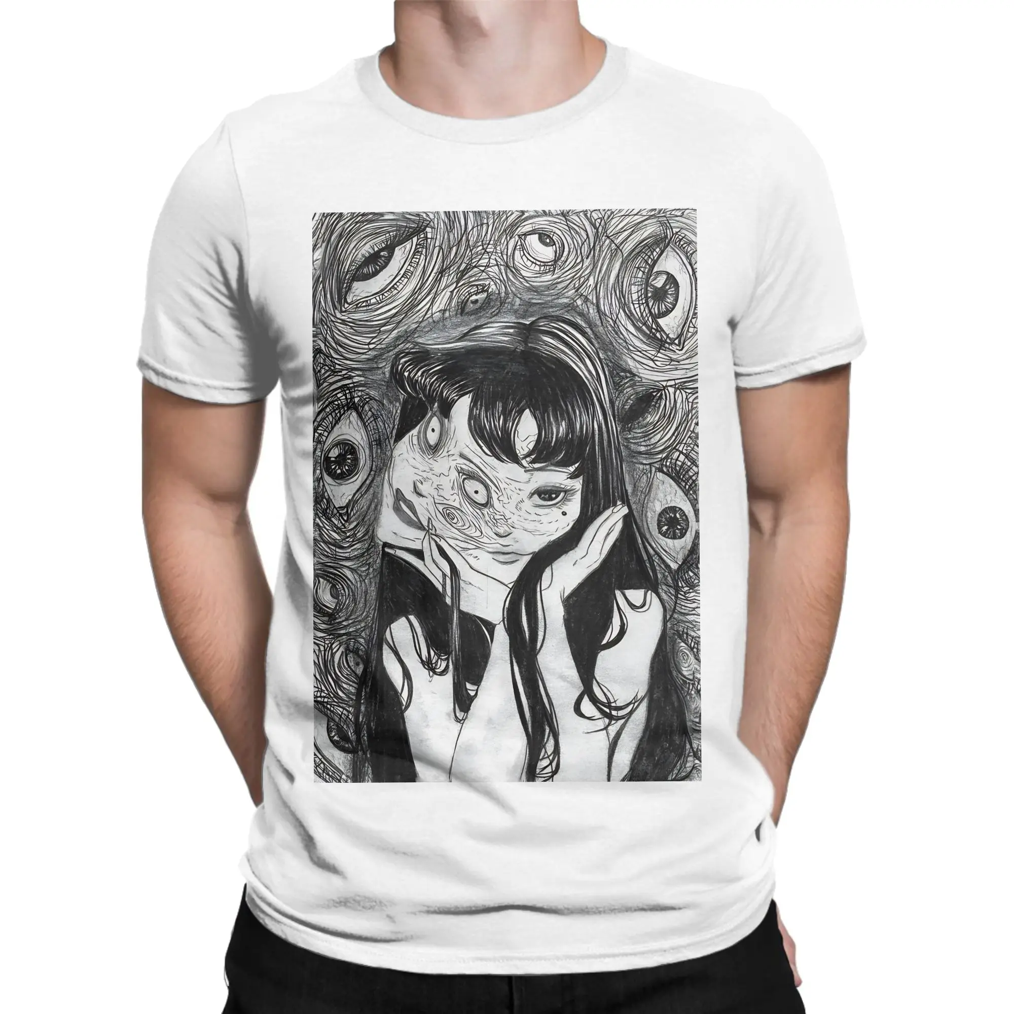 

Забавная футболка Tomie Girl Hello Kitty Kuromi для мужчин и женщин с круглым вырезом из чистого хлопка, футболки с короткими рукавами в стиле аниме, одежда