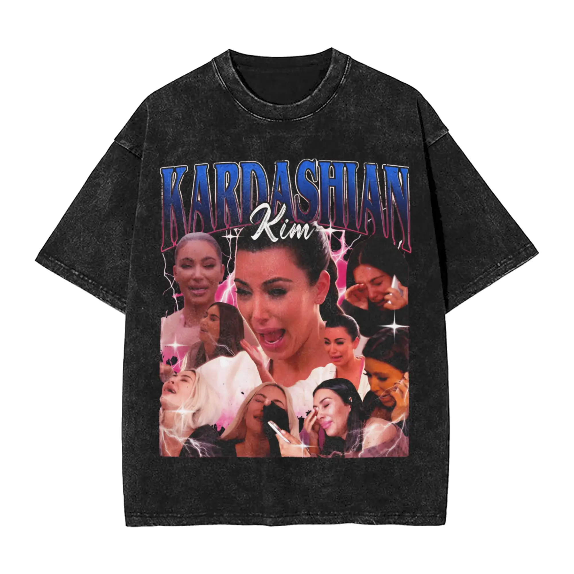 Funny Kim Kardashian Crying Meme T-Shirts Men Crewneck Cotton Washed T Shirt  Short Sleeve Tees Birthday Present Tops