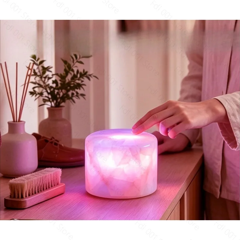 Marble pat lamp Gentle pink small table lamp Bedroom bedside lamp Premium night light Ambient light decoration
