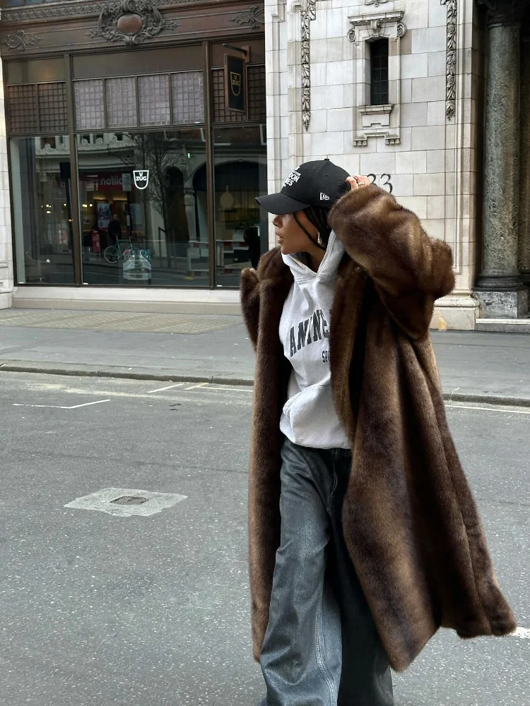 Women Solid Faux Fur Long Coat Lapel Long Sleeve Fluffy Luxury Loose Casual Outerwear 2026 Fashion Winter High Street Outwears 2 Women Solid Faux Fur Long Coat Lapel Long Sleeve Fluffy Luxury Loose Casual Outerwear 2026 Fashion Winter High Street Outwears 2