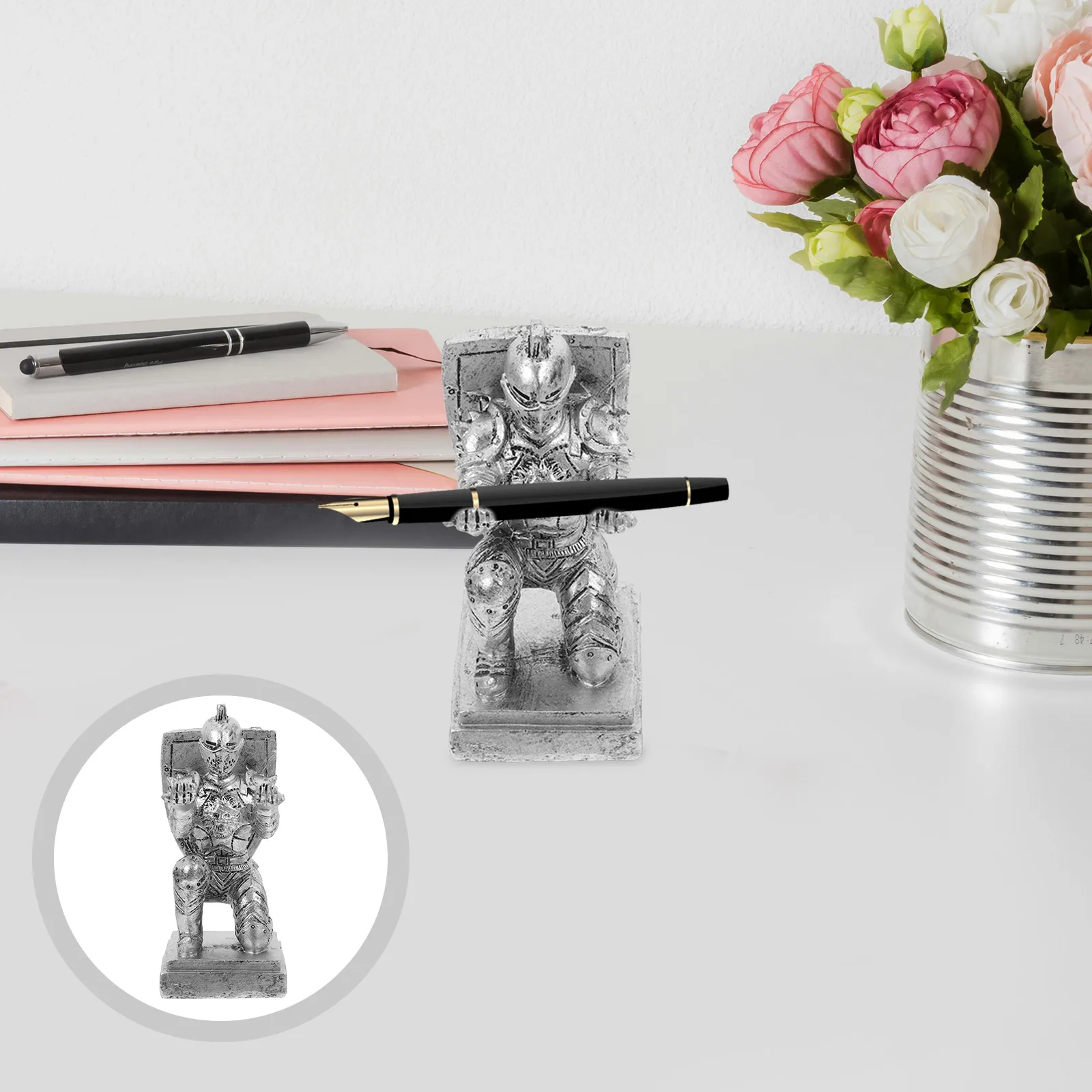

Knight Pen Holder Cool Office Decoration Decorations Back to School Statues Resin Art Supply Storage Organizer