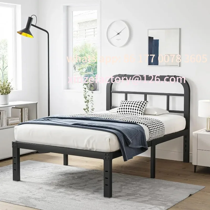 

Customizable Twin Size Bed Frame with Headboard, 1000LBS Heavy Duty Platform Mattress Foundation/Box Spring Replacement
