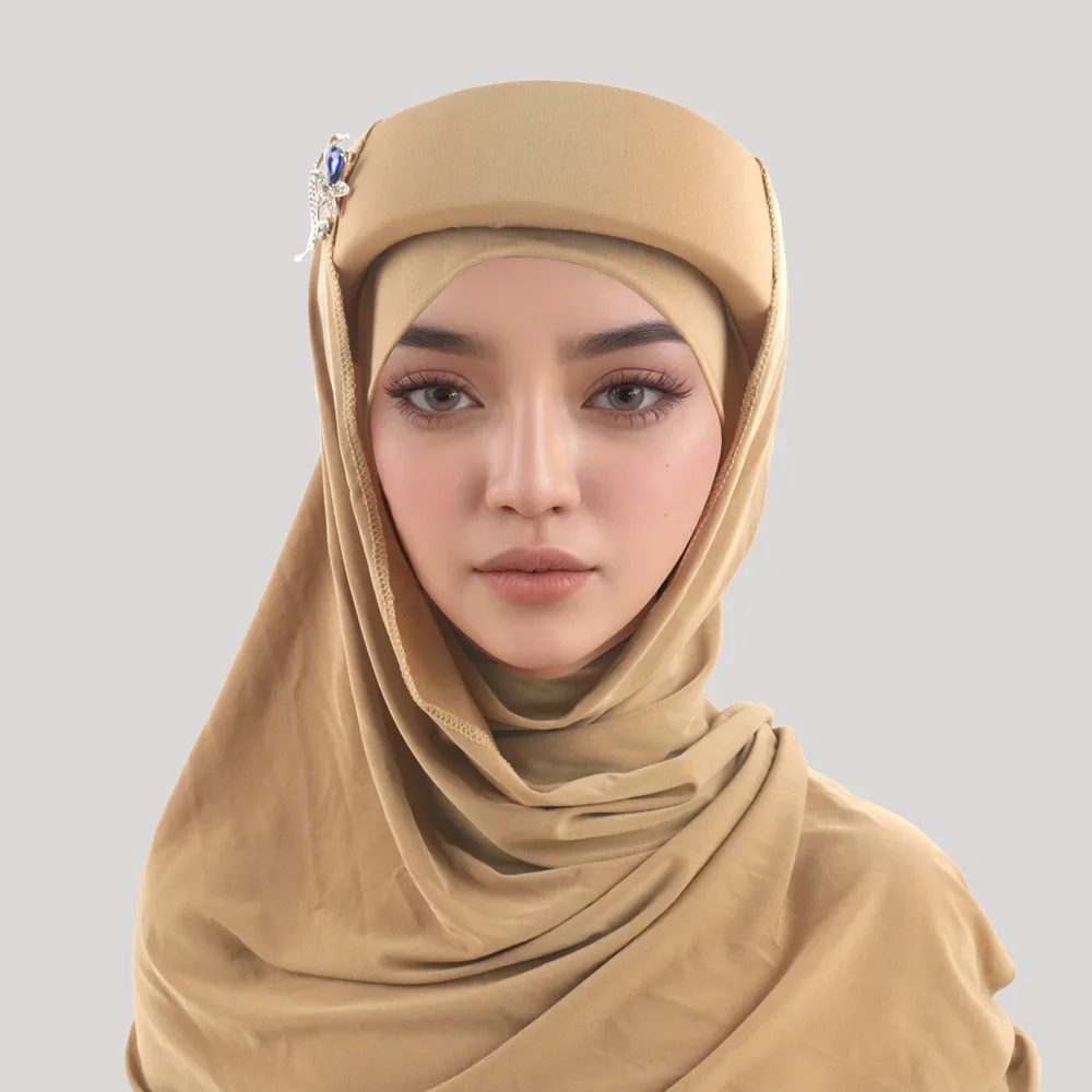 スポンジターバンキャップ、ブローチ付きスカーフ、女性用ムスリムヒジャブ帽子、アフリカオートゲレヘッドタイ、ナイジェリアウェディングパーティーヘッドウェア、ヘッドスカーフ