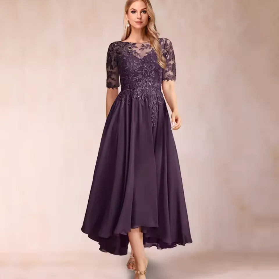 

Customized Elegant Mother of the Bride Dresses Applique Sequin A-line Wedding Guest Party Gown Formal Evening Dress for Women