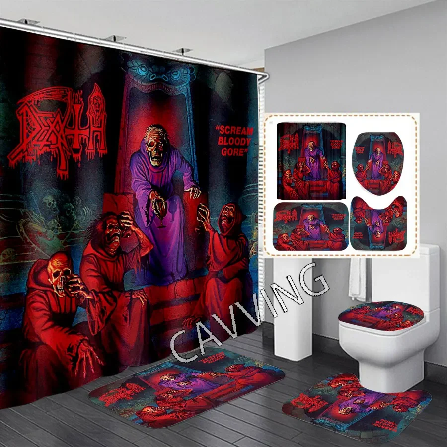 CAVVING 3D Print   DEATH  Rock   Shower Curtain Waterproof Bathroom Curtain Anti-slip Bath Mat Set Toilet Rugs Carpet Home Decor