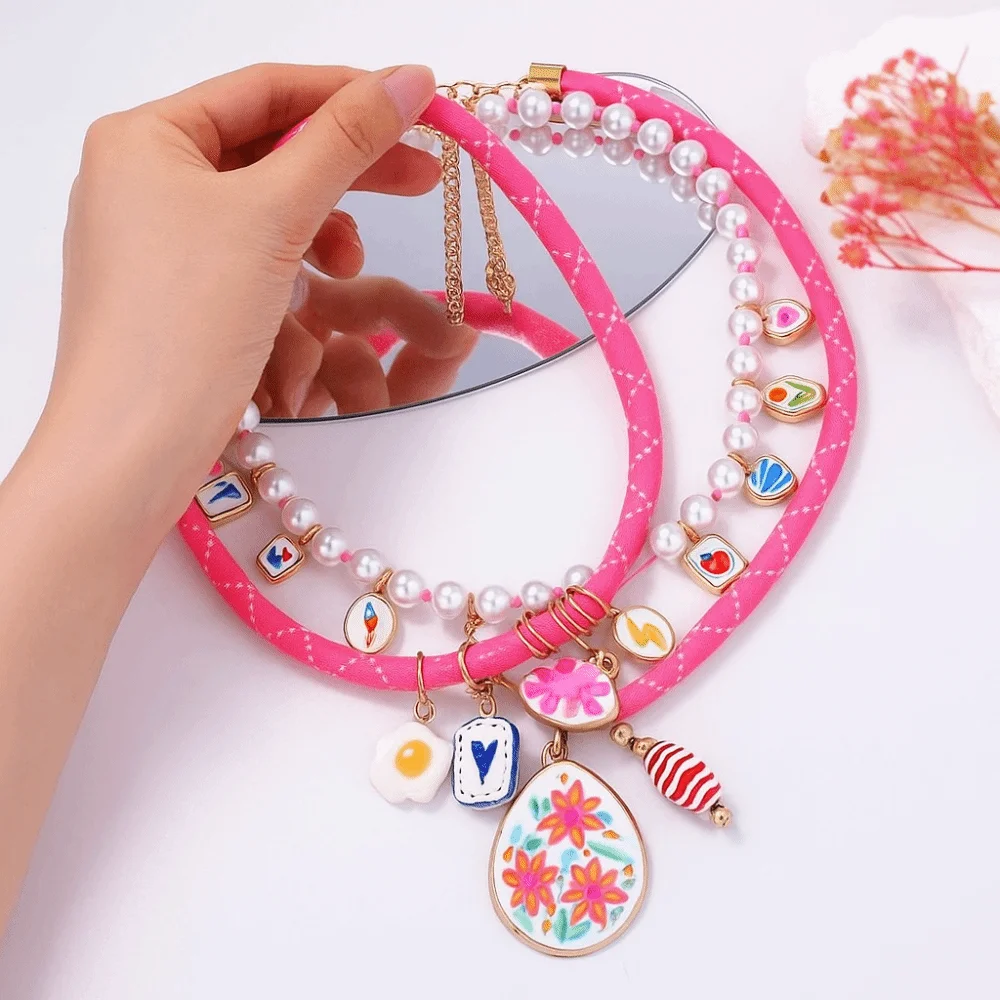 

Fruit Flower Pendant Necklace Necklace Set Ethnic Style Pearls Necklace Hip Hop Jewelry Accessories Dopamine Necklace Girls