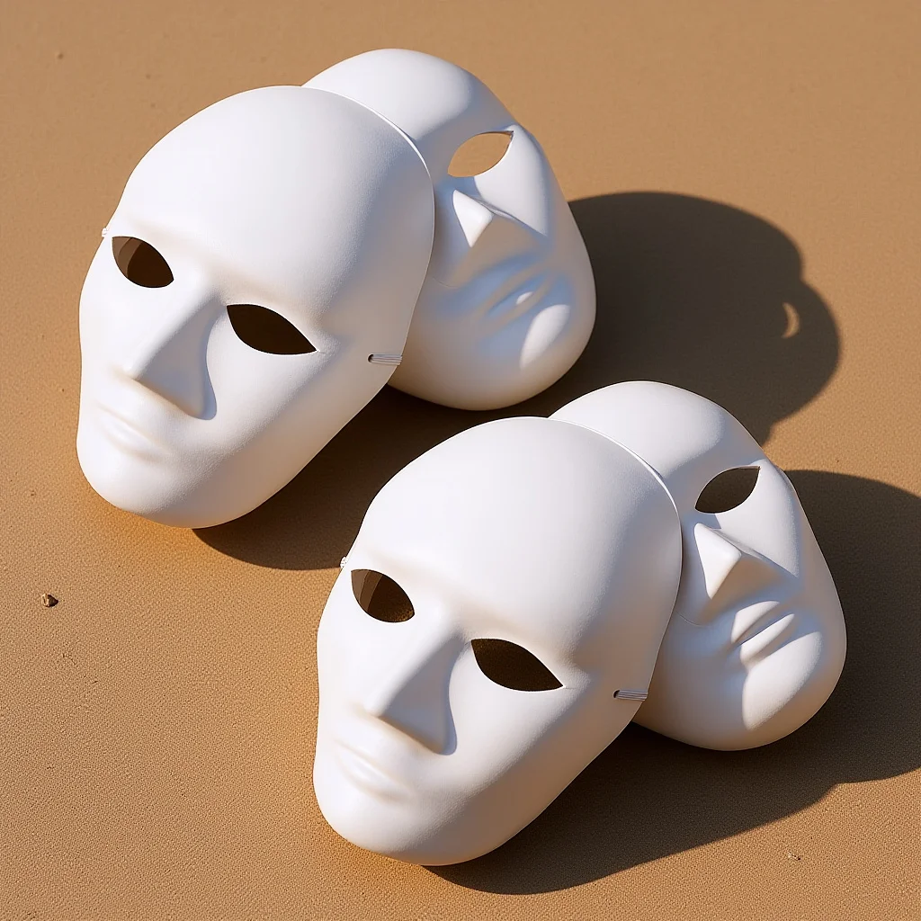 

4Pcs DIY Masks Blank White Masks for Decorating Creative Art Craft Project Lightweight Paper Mask Suitable for Masquerade