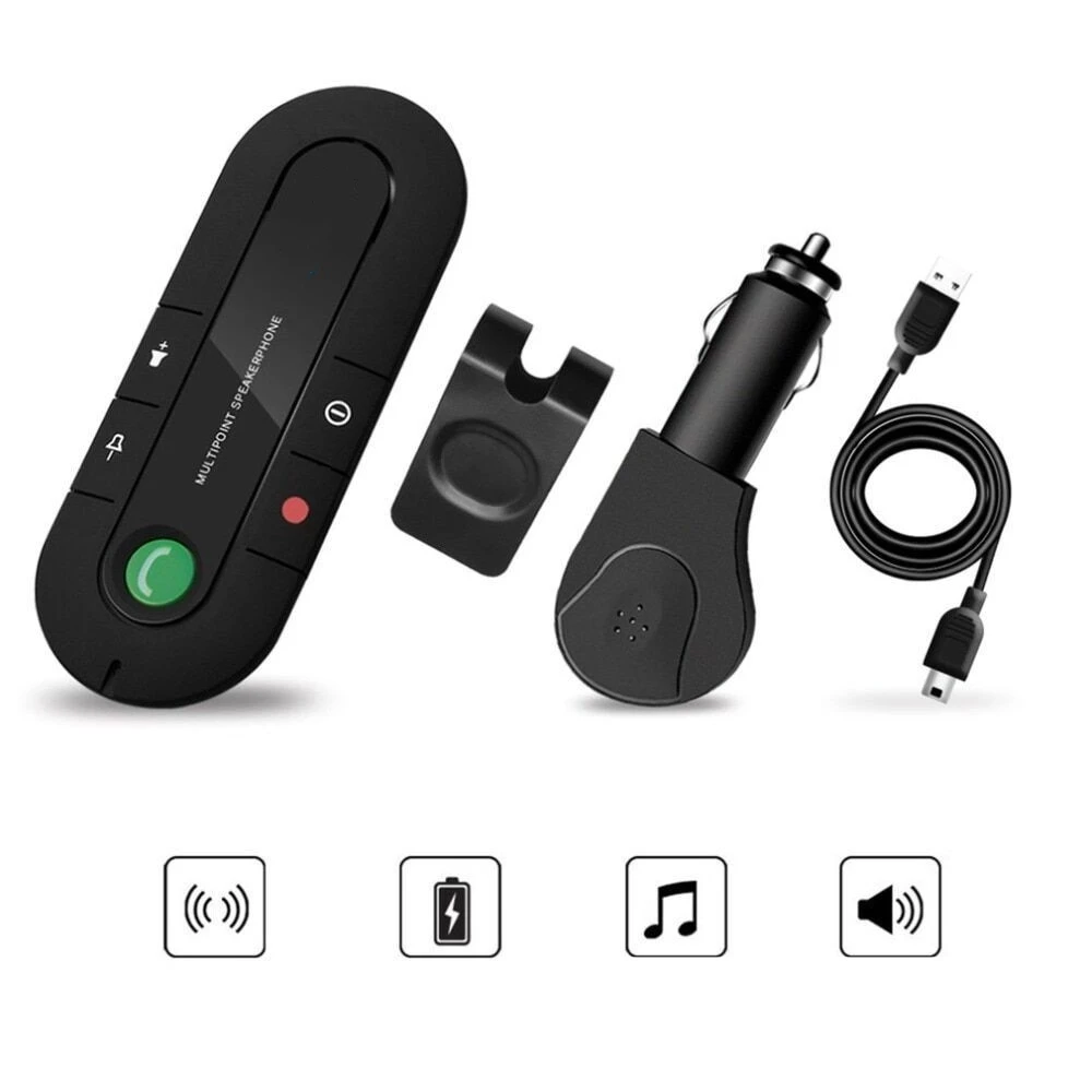 Multipoint Speakerphone 4.1+EDR Wireless Bluetooth-compatible Handsfree Car Kit MP3 Music Player for IPhone Android