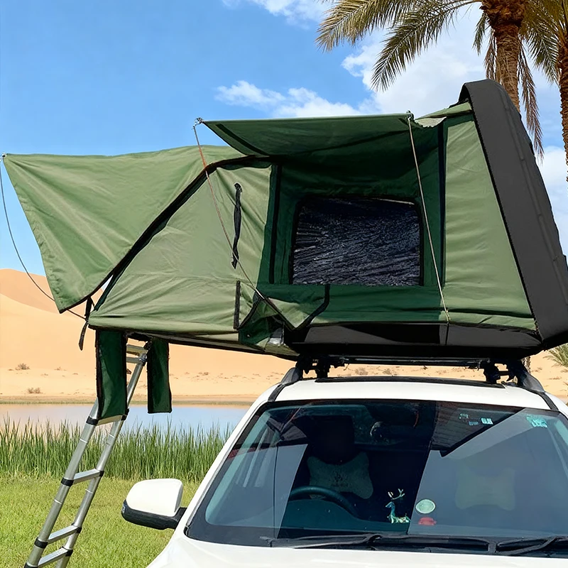 Waterproof Four-Season Double Layer 1-2 Person Outdoor Camping Aluminium Tent with Soft Roof Top Aluminum Pole for Car Rooftop
