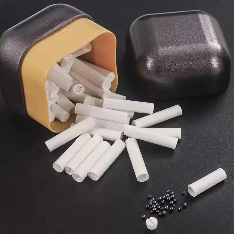 

6mm Activated Charcoal Smoking Pipe Filter 50pcs, Ceramic Cap Carbon Filter for Tobacco Pipe Essential Smoke Accessories