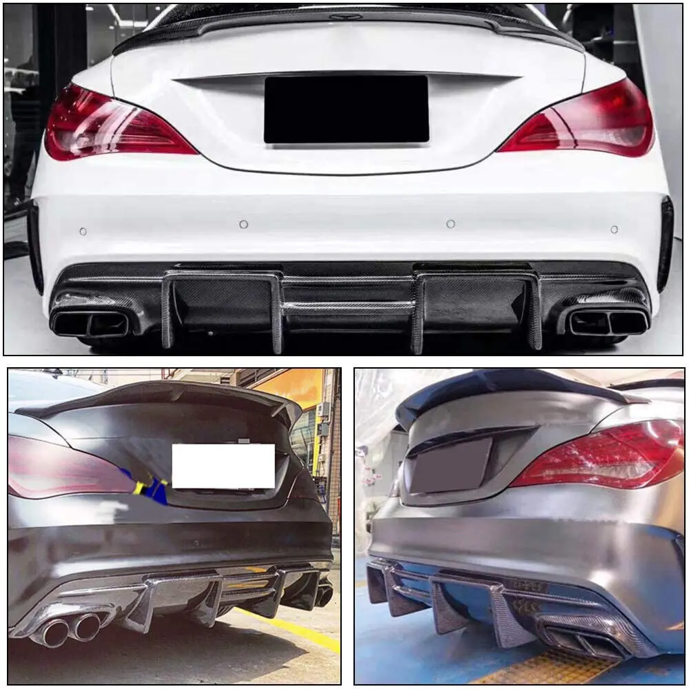 Car Rear Bumper Diffuser for Mercedes-Benz CLA Class C117 W117 Sport CLA45 AMG 2016 - 2019 Carbon Fiber / FRP